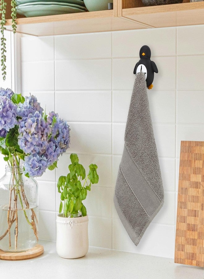 FTONENI Penguin Silicone Kitchen Towel Hook, Cute Adhesive Push Pull Holder for Dish Rags, Hand Towels, Gloves, Sponge, Bathroom & Kitchen Wall Hooks, Gift for Women Men Friends Home Decor - FGD525 - Image 5